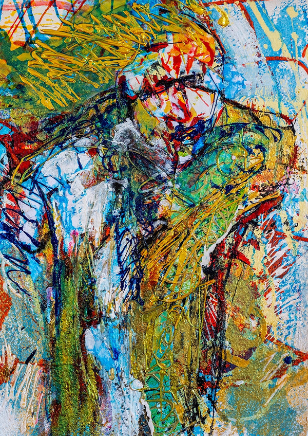 Abstract artwork with vibrant colours and texture. By artist John Berrick.