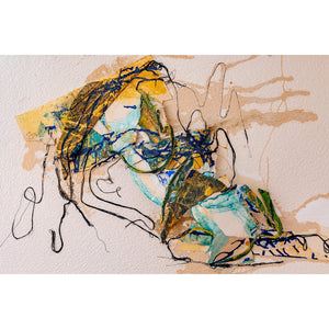 Expressive watercolour and collage relief artwork by artist John Berrick